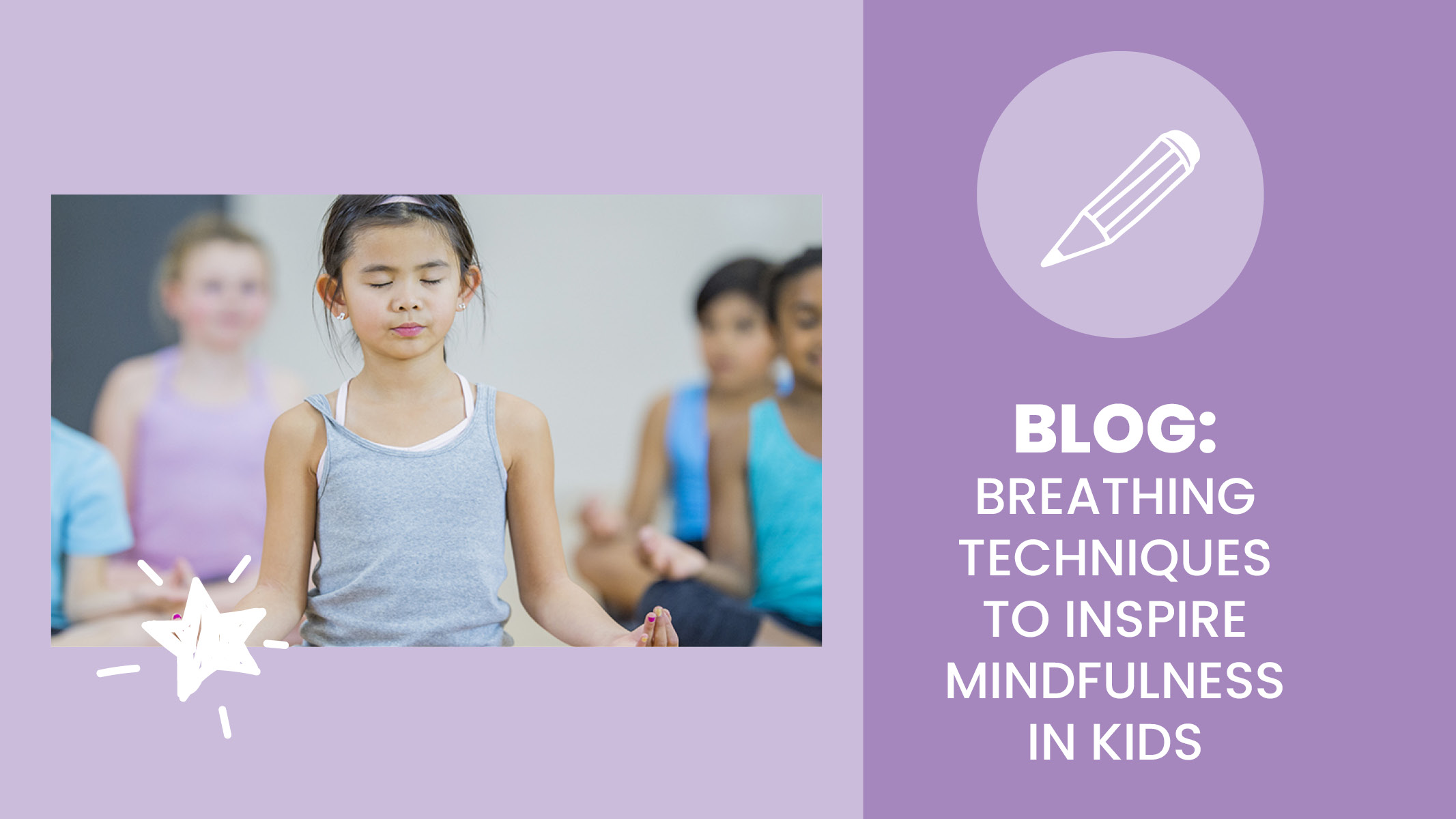 Group of children and young Asian girl practice breathing and mindfulness
