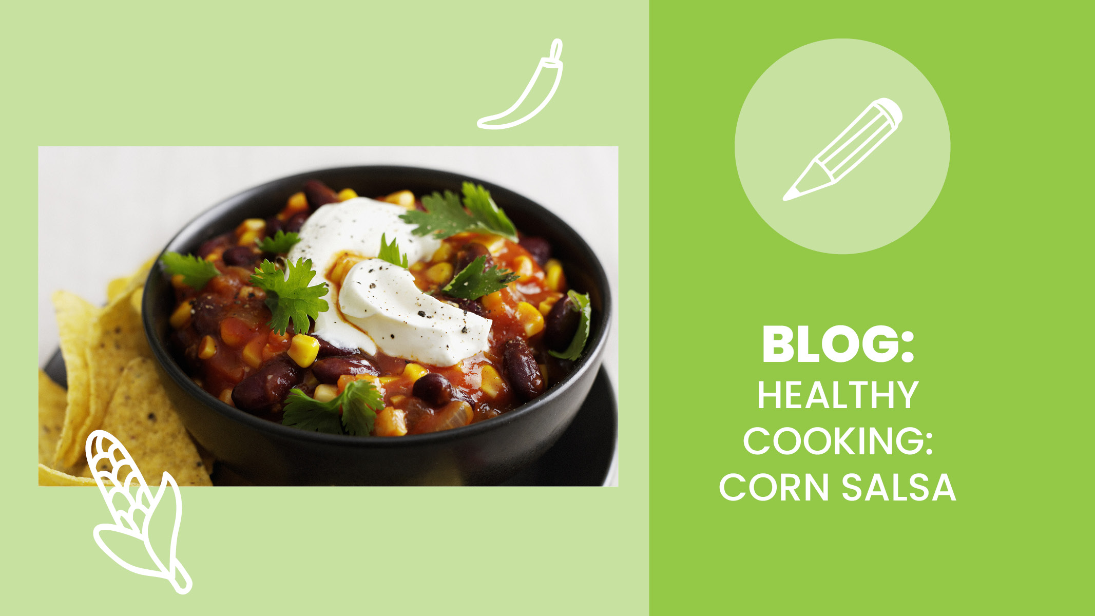 Bowl of healthy corn salsa made as a snack