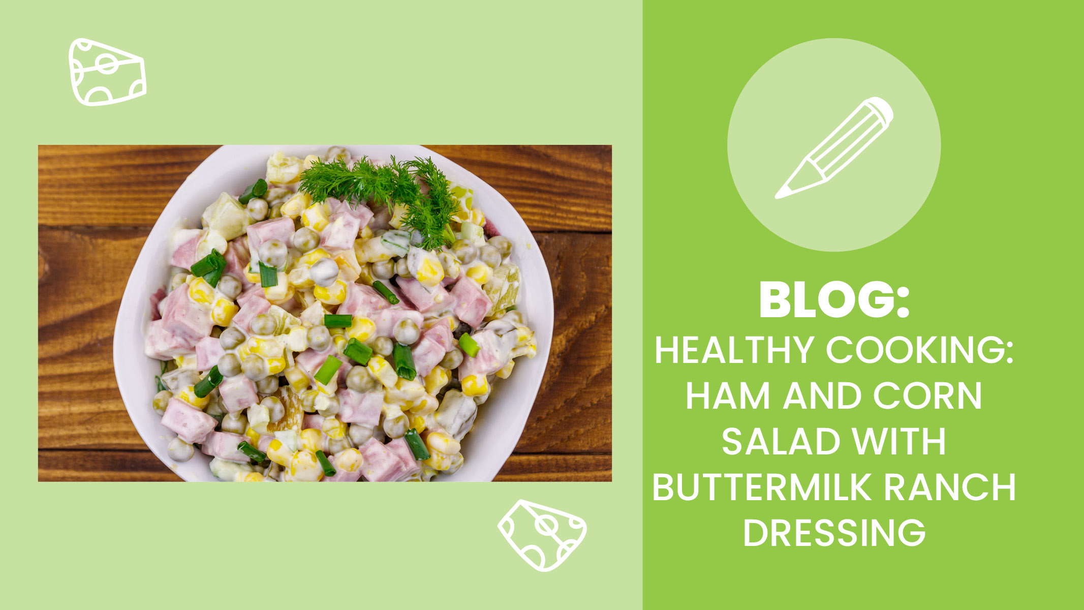 Bowl of healthy ham and corn salad made as a snack