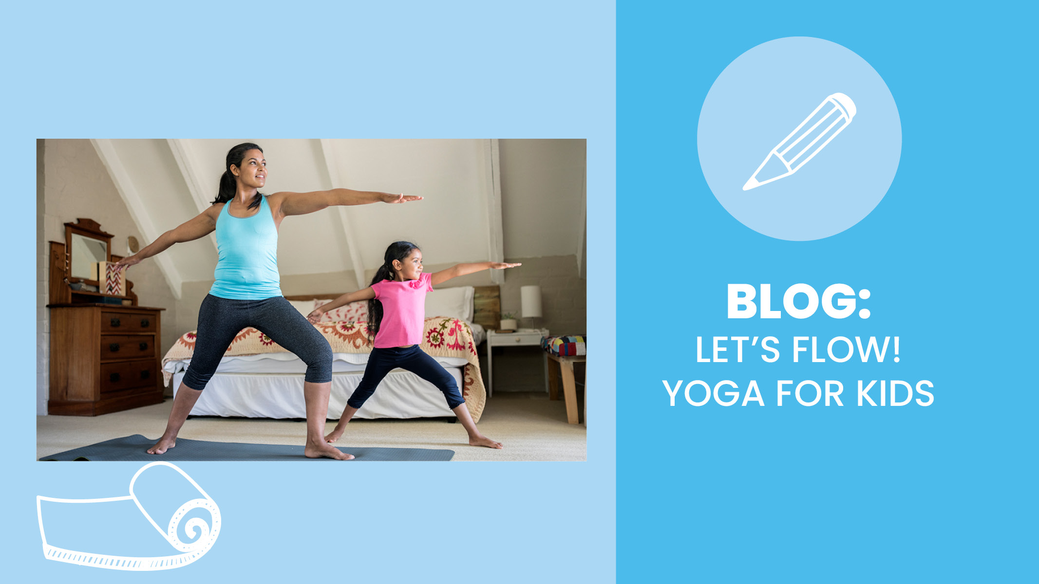 Mother and daughter practice kid-friendly yoga