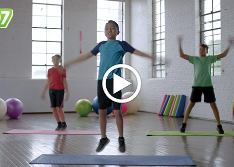 Video play button image of kids workout