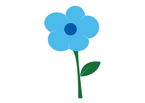 Blue flower with five petals and a dark green stem