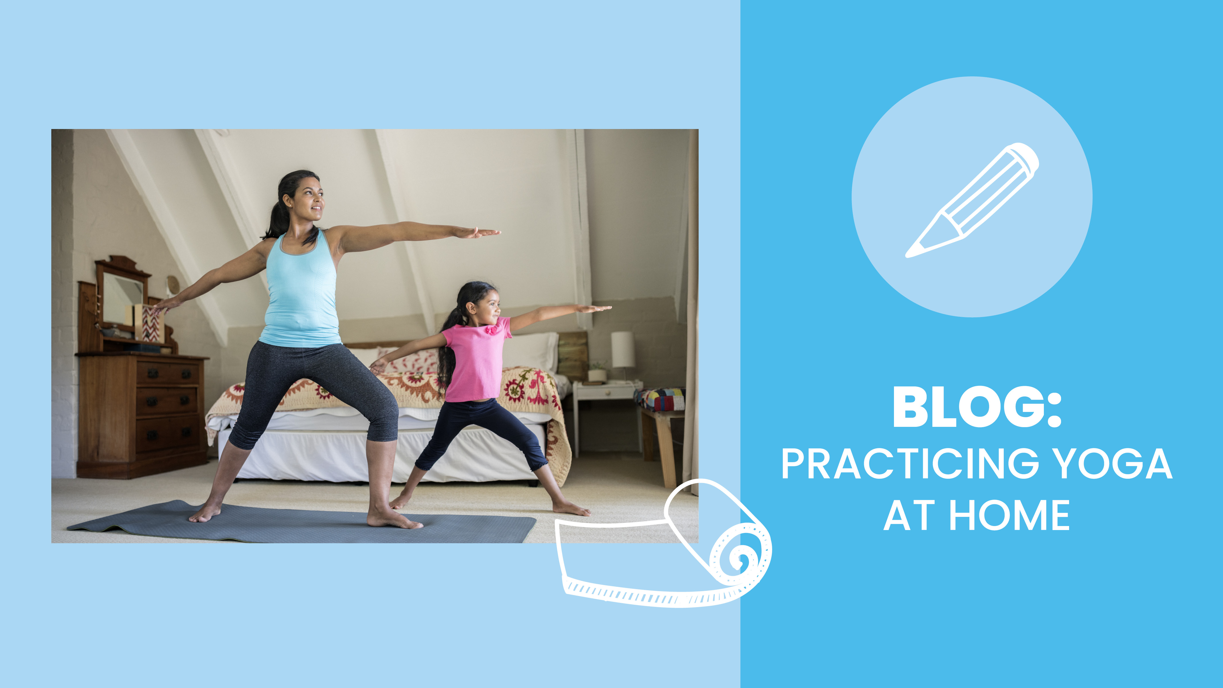 Adult female and child practicing yoga on mats - Sanford fit
