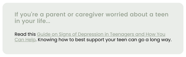 word graphic promoting a blog on teen depression for parents and caregivers - Sanford fit