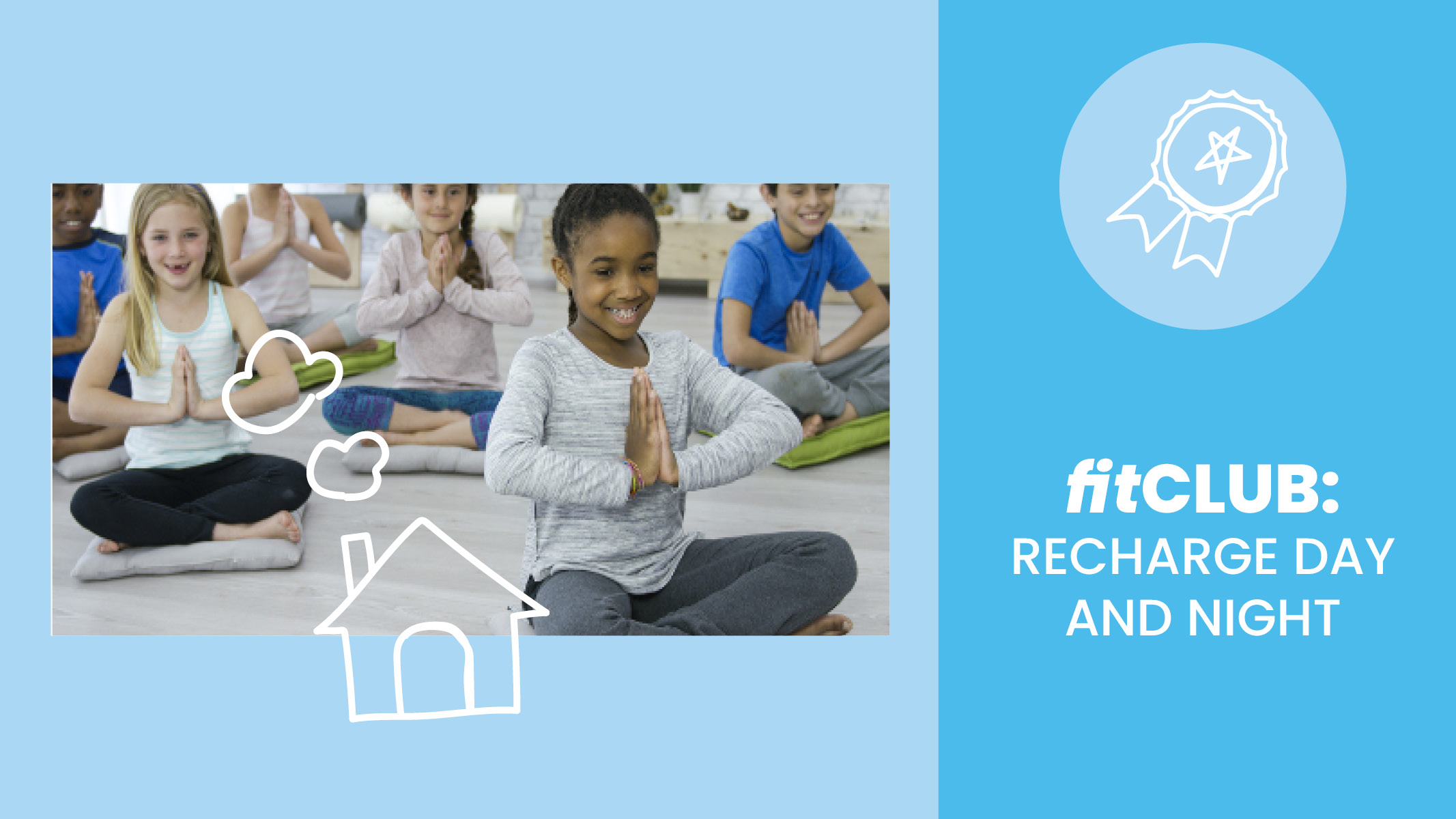 Kids yoga pose blue background - Sanford fit club session 6