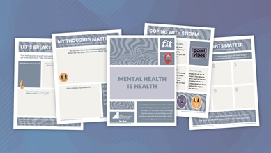 Teen Mental Health Stigma resource flatlay - Sanford fit