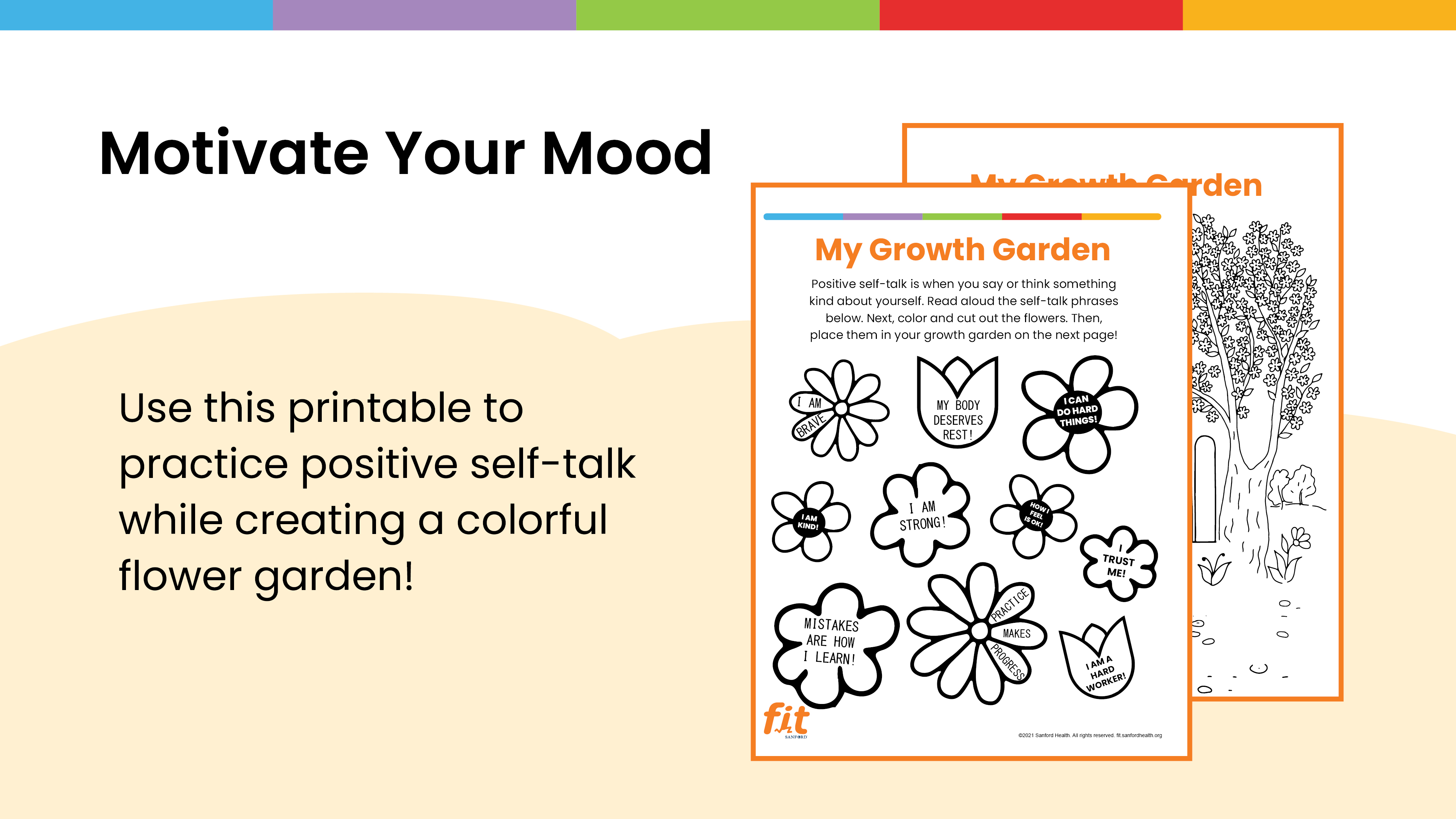 Self-Talk is Healthy for You slideshow - Grades K-5 - My Growth Garden printable - Sanford fit
