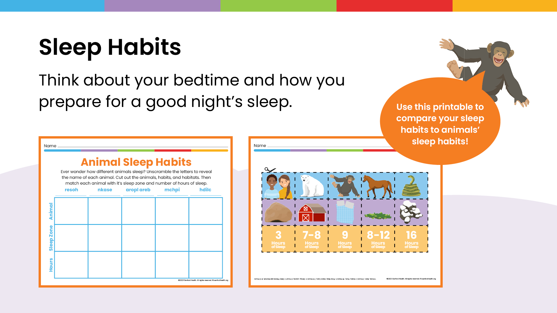 Enough Sleep Slideshow - Grades K5 - Sleep Habits printable - Sanford fit